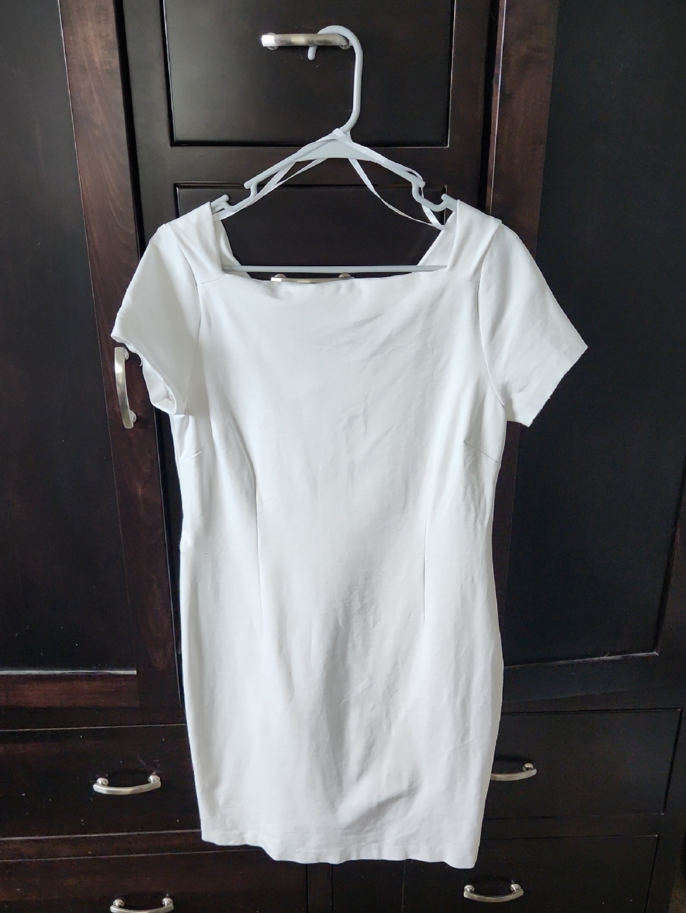 Banana Republic White Square-Neck Short-Sleeve Mini Dress